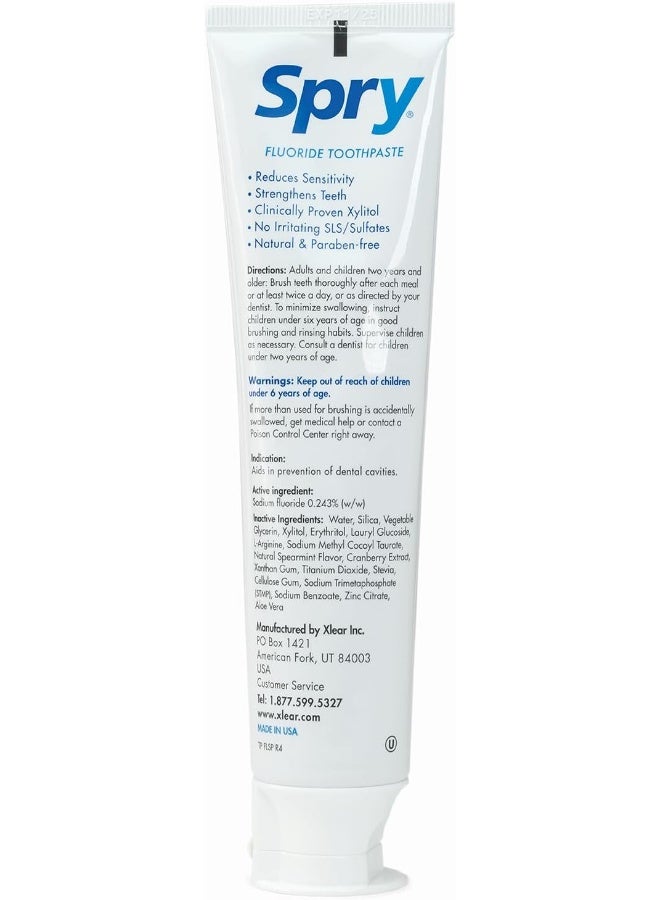 Spry Xylitol Toothpaste with Fluoride, Natural Spearmint, Anti-Cavity, 5 oz - Image 5